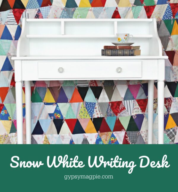 Snow White writing desk. Stop by the blog to see the before, after, and after! | Gypsy Magpie