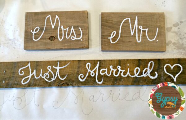 Hand-painted Wedding Signs using Weatherwood Stain for that Old Wood Look {Gypsy Magpie}