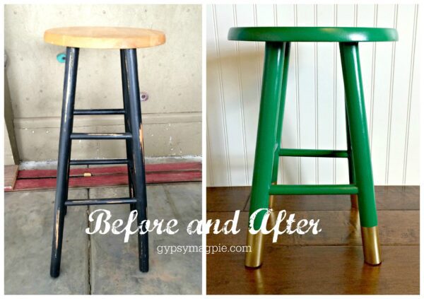 Before and After... Green & Gold Stool Makeover {Gypsy Magpie}