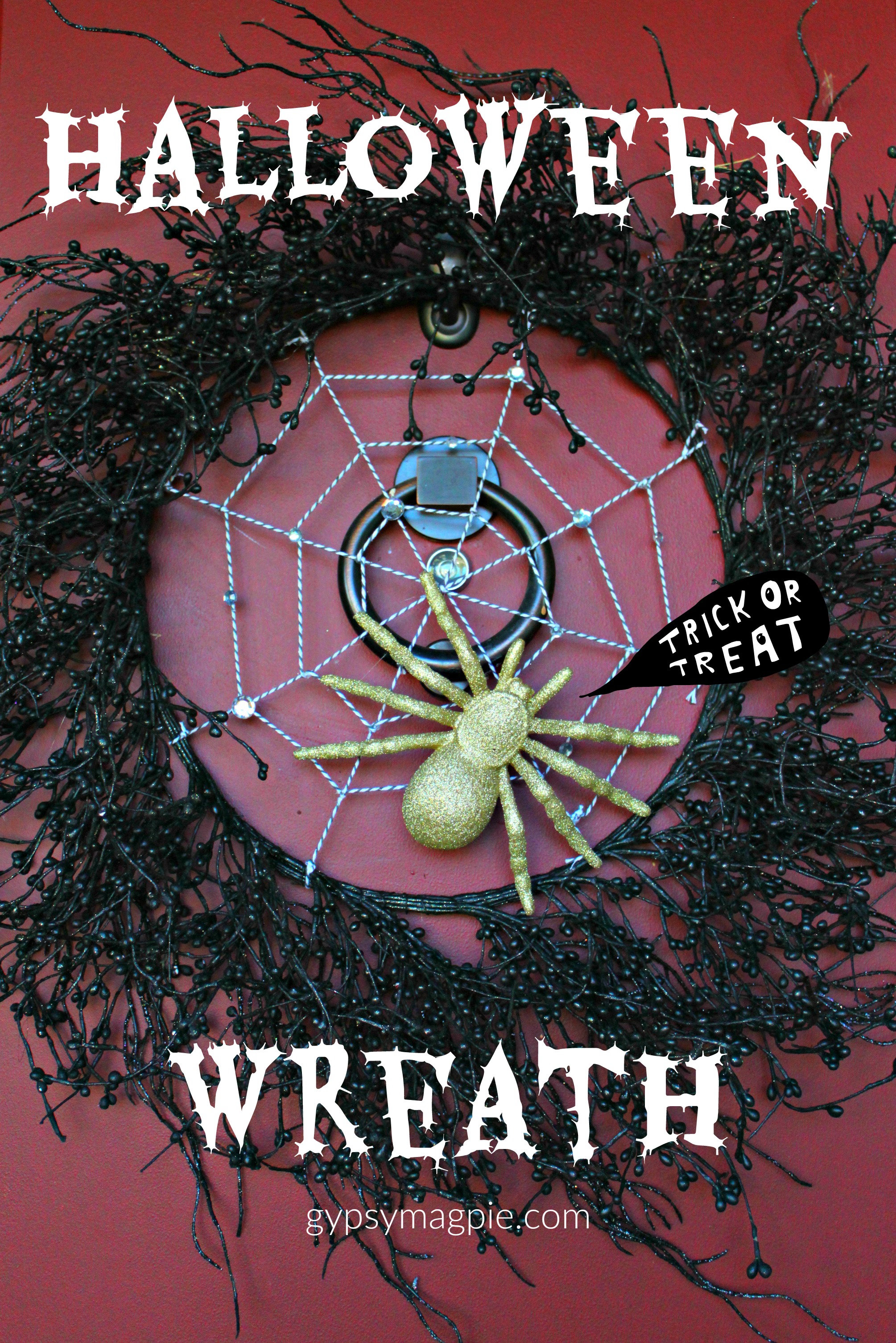 Create a glittered spider wreath for Halloween that isn't too scary {Gypsy Magpie}