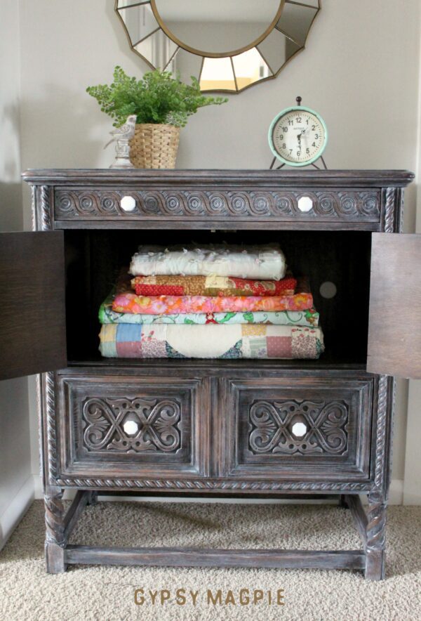 You'd never guess what this pretty antique cabinet looked like before! Gorgeous now! | Gypsy Magpie