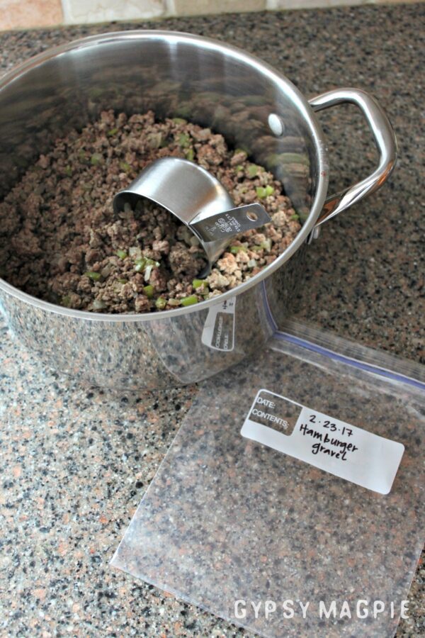20 minutes of work before hand can make dinner prep on busy nights that much easier! Hamburger Gravel | Gypsy Magpie