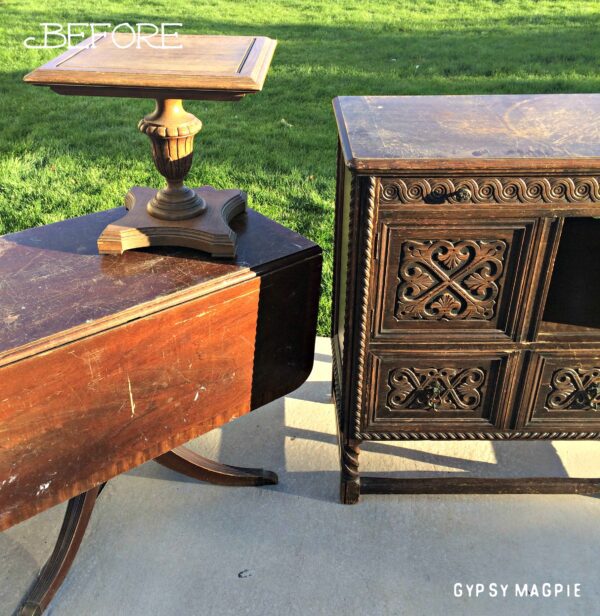 Can you believe this old cabinet was saved from a trash compactor? Come see what it looks like now! | Gypsy Magpie