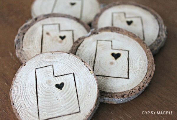 These sweet little wood burned magnets celebrate our beUTAHful state but could be customized to anywhere you live! | Gypsy Magpie