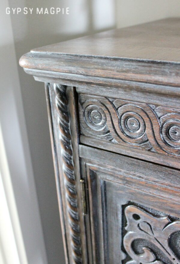 Winter White Glaze over walnut stain. This is so fun! | Gypsy Magpie