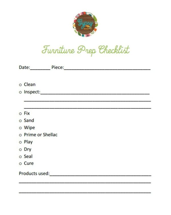 Free Printable Furniture Prep Checklist from Gypsy Magpie! 