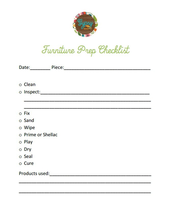 My Furniture Prep Process and Free Printable Checklist Gypsy Magpie