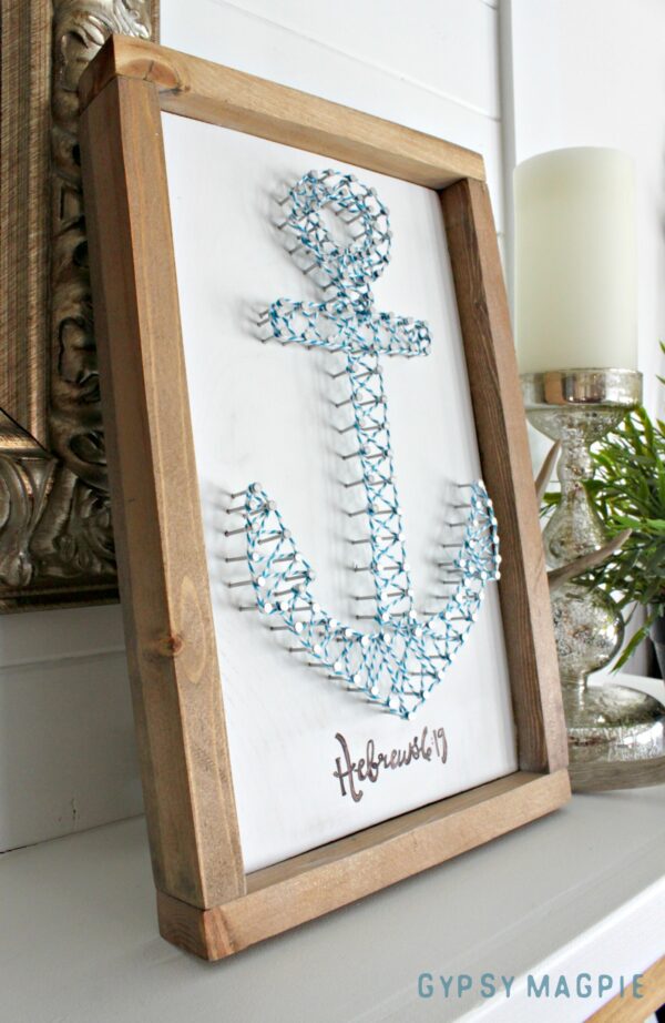 This DIY anchor string art was inspired by Hebrews 6:19 and the story of a grandpa's hope for his POW brother | Gypsy Magpie