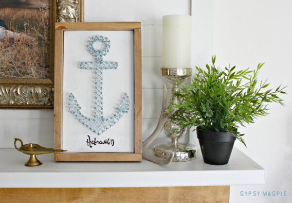 DIY anchor string art inspired by Hebrews 6:19 #PRINCEofPEACE | Gypsy Magpie