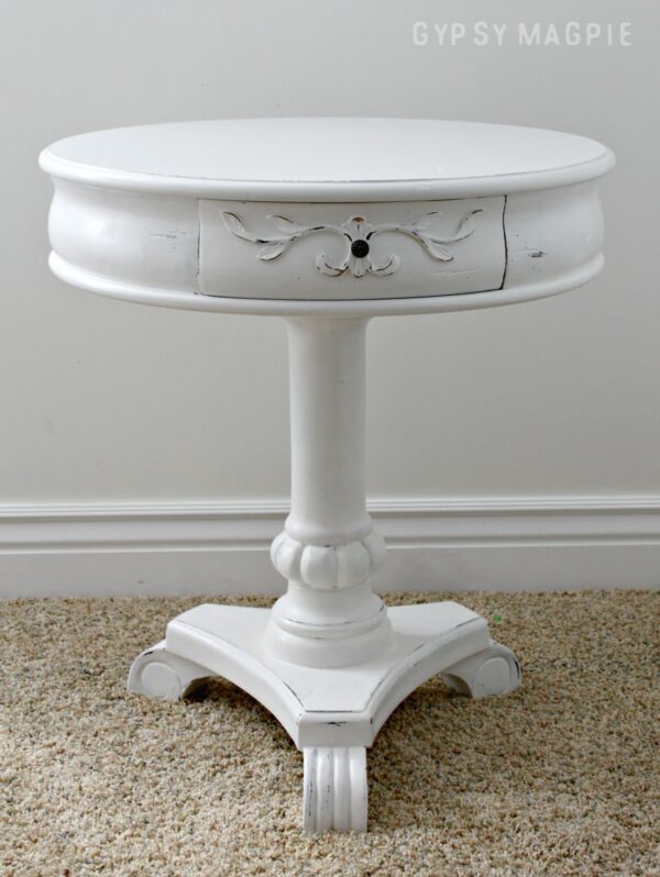 Darling little white pedestal table