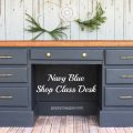 Navy Blue Shop Class Desk. Makeover by Gypsy Magpie