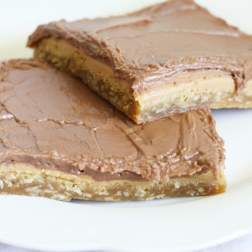 These peanut butter bars are just like the ones the lunch ladies made back in the day! Yum!
