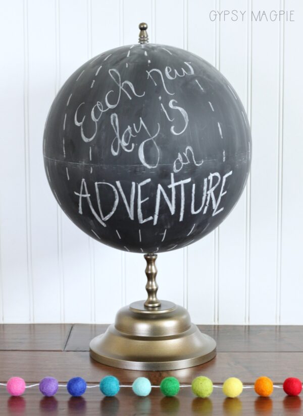 Can you believe this cute chalkboard globe was once a broken mess? It's adorable! | Gypsy Magpie
