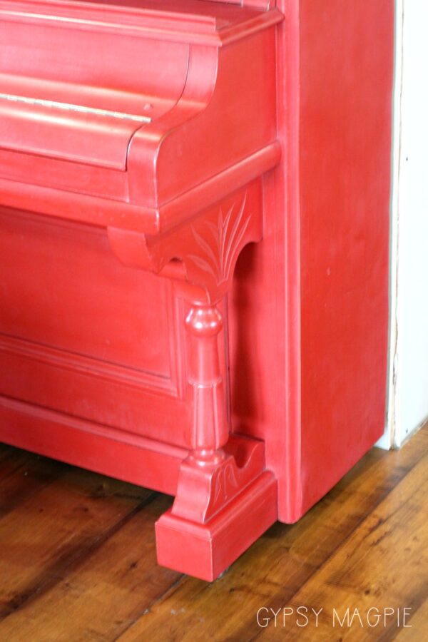 The cheeriest red piano you ever did see! Stop over to the blog and see the before! | Gypsy Magpie