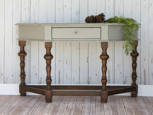 Beautiful Empire Gray and Oiled Leg Entry Table | Gypsy Magpie