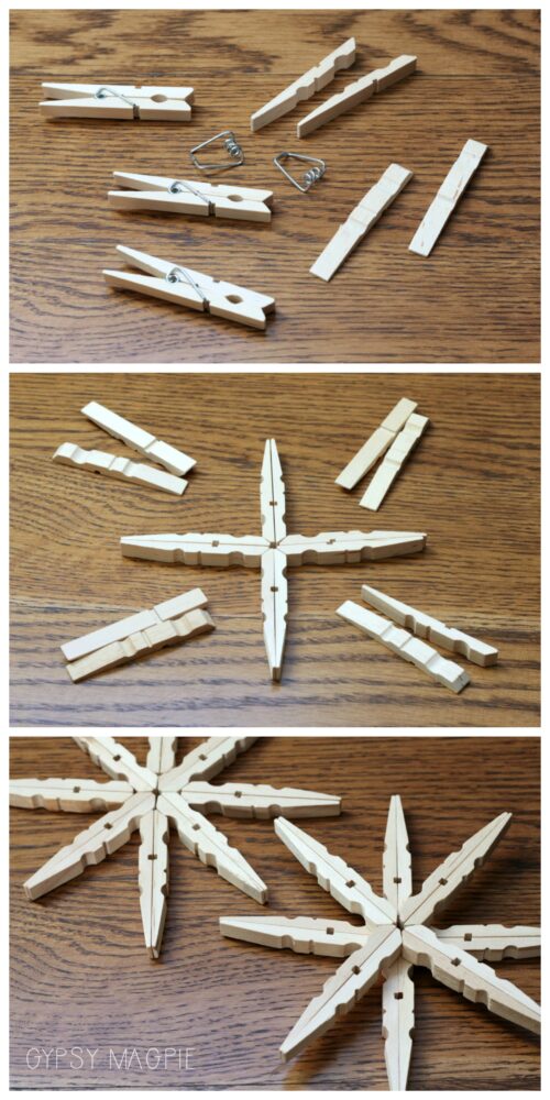 How to make a snowflake from clothespins | Gypsy Magpie