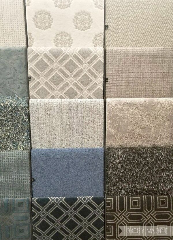 Patterned carpet is huge right now in flooring design. How fun are these samples from Anderson Tuftex? Love! | Gypsy Magpie