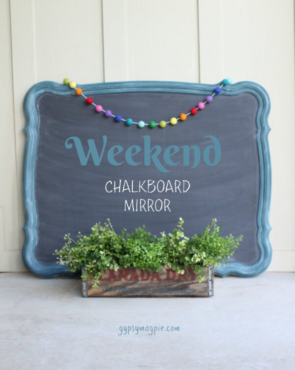 DIY Weekend farmhouse chalkboard mirror. So fun! | Gypsy Magpie