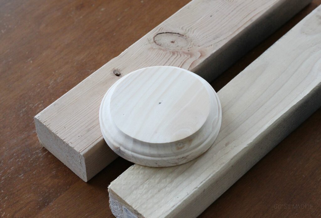 Measure and mark the middle point of a wood round... making a DIY uke hanger | Gypsy Magpie