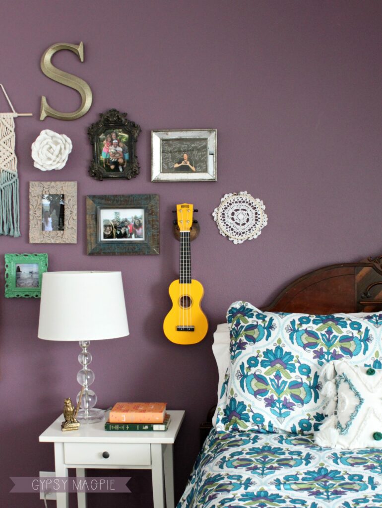 Teen girl's boho bedroom + DIY uke hanger | Gypsy Magpie