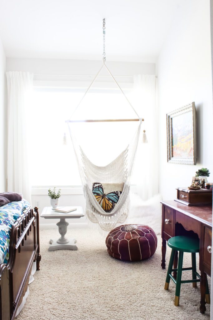 Swing and Leather Pouf | Gypsy Magpie