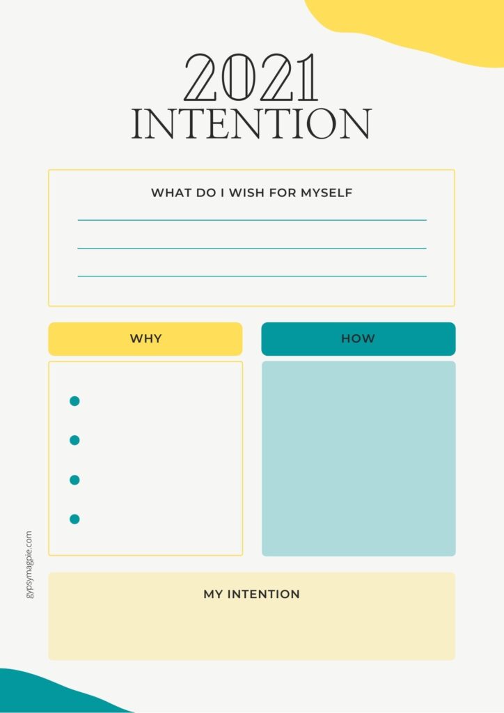 A free printable to help find your one word or set your intention for 2021 | gypsy magpie