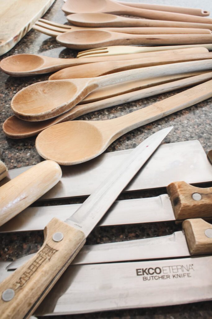 A pile of dry wooden utensils waiting to be oiled | gypsy magpie