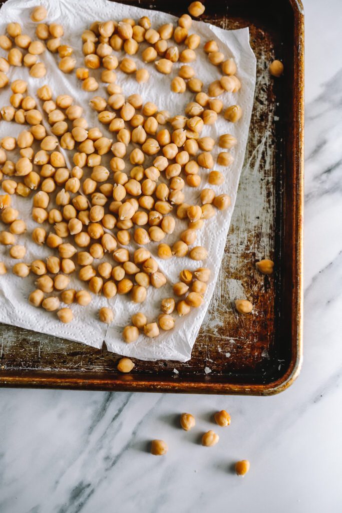 Prepping chickpeas for roasting